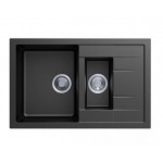 Carysil Black 1 and 1/4 Bowl Drainer Granite Kitchen Sink Top/Flush/Under Mount 780 x 500 x 205mm Carysil Black 1 and 1/4 Bowl Drainer Granite Kitchen Sink Top/Flush/Under Mount 780 x 500 x 205mm